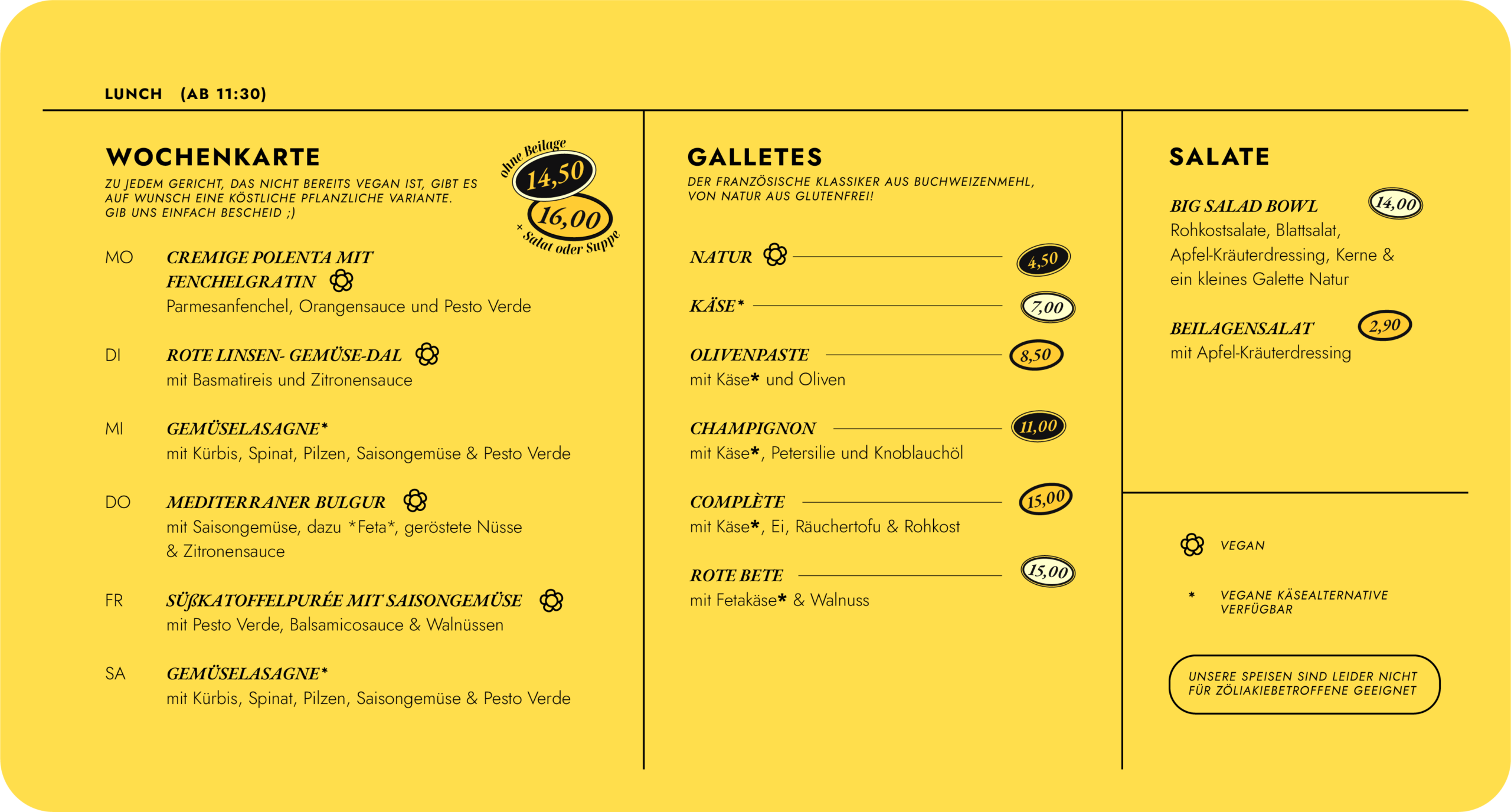 Liebings' Lunch Menü